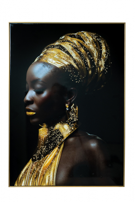 TABLE AFRIKAANS SHINY ON CANVAS WITH GOLD JEWELRY TOTAL SIZE 72X102X4, 5CM