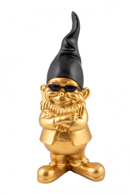 ELFIN GOLD WITH BLACK GLASSES AND BLACK HAT 20,5 CM TALL