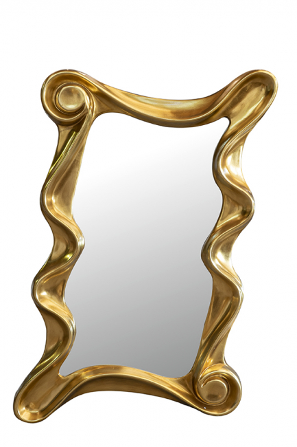 MIRROR POLYESTER GOLD WAVY WITH ROUND BEVELS 51X94CM TOTAL 118X73. 5CM