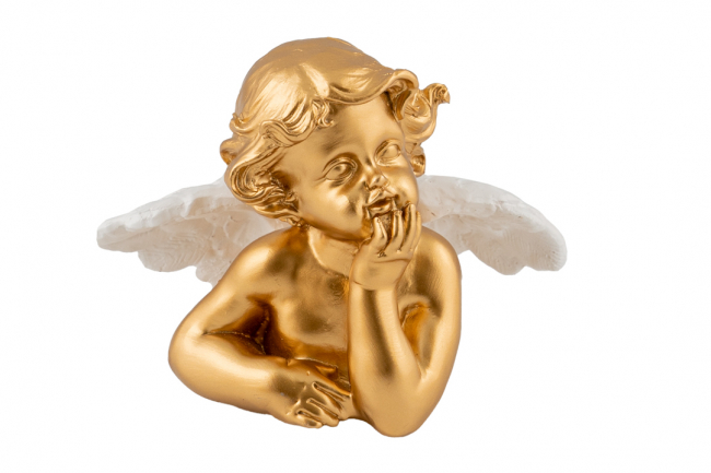 POLYESTER ANGEL THOUGHT GOLD WITH WHITE WINGS 11,5 CM TALL