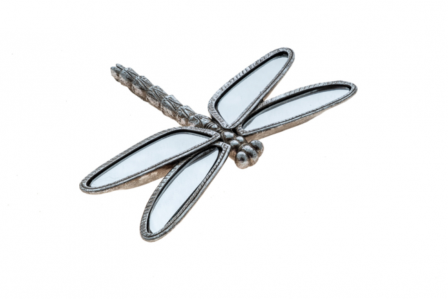 BUTTERFLY POLYESTER FOR WALL WITH MIRROR SILVER 25.8X2. 5X19. 8CM