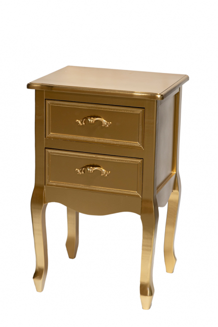 BEDSIDE 2 DRAWERS GOLD 70X43X35CM