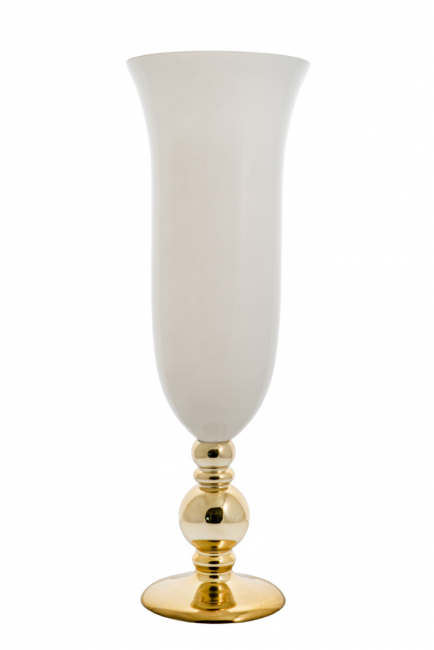 Vase glass natural white with gold leg 56cm
