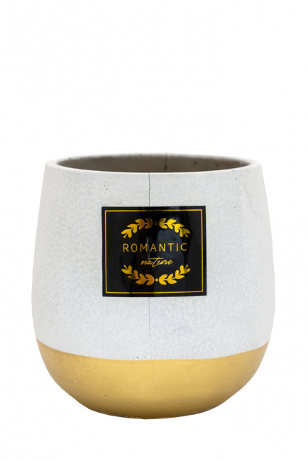 ROUND CERAMIC POT WITH GOLD BOTTOM DIFFERENT COLORS 12, 5X12, 5X13CM