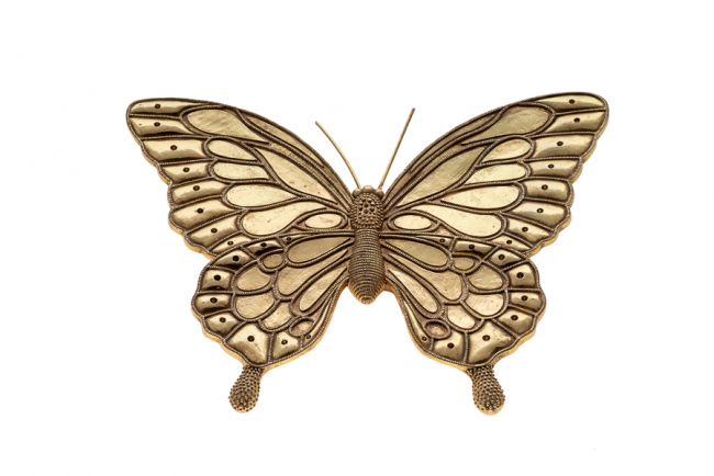 BUTTERFLY POLYESTER GOLD 31X23X4CM