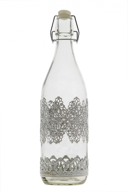 BIG BOTTLE WITH WHITE METAL DESIGN