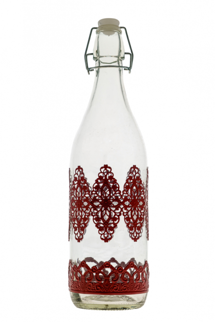BIG BOTTLE WITH RED METAL DESIGN