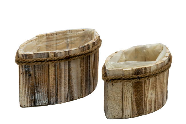 SET OF 2 BOAT BASKETS 27X14, 5X11CM AND 22, 5X11X10CM