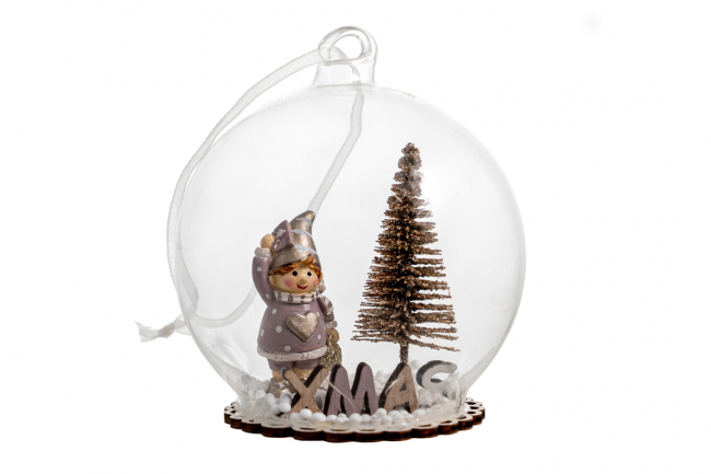 BALL FOR TREE AND DECORATION WITH CHRISTMAS THEME INSIDE 6, 5X6, 5X8CM