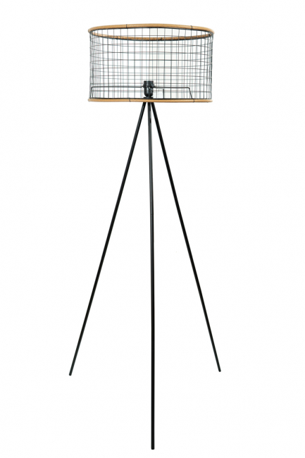 FLOOR LAMP WITH METAL HAT AND WOOD 57X146CM